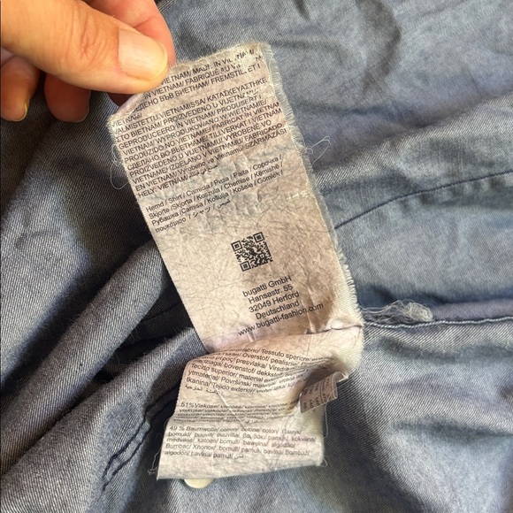 Bugatti | Dark Blue Hawaiian Themed Long Sleeve Button Up Shirt Size Medium - Picture 4 of 14